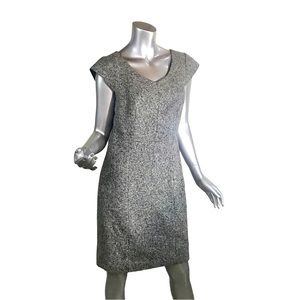 The Limited Women’s Size 8 Tweed Knit Pencil Dress Grey V Neck Cap Sleeves